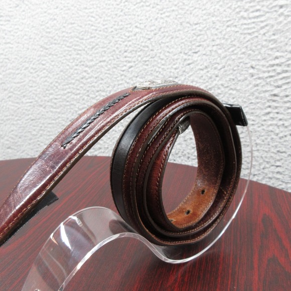 Onyx by Brighton Belt Mens Large Leather Silver Western Hardware 12000 Cowboy - Picture 9 of 11